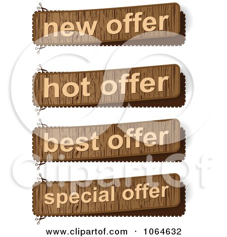 Clipart Wooden Offer Sales Banners - Royalty Free Vector Illustration by Andrei Marincas