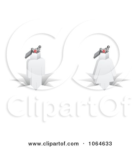 Clipart 3d People With Gear Heads - Royalty Free Vector Illustration by Andrei Marincas