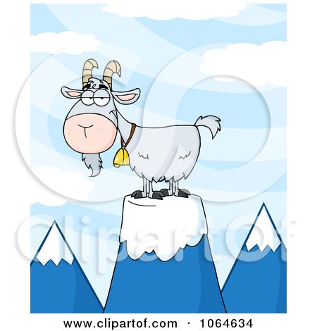 Clipart Pet Goat On A Mountain - Royalty Free Vector Illustration by Hit Toon