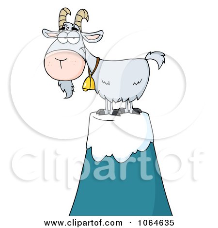 Clipart Pet Goat Atop A Mountain - Royalty Free Vector Illustration by Hit Toon