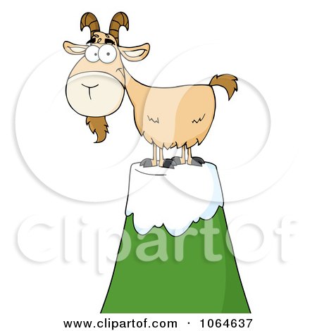 Clipart Goat Atop A Mountain - Royalty Free Vector Illustration by Hit Toon