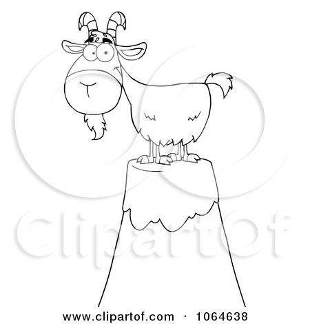 Clipart Outlined Goat Atop A Mountain - Royalty Free Vector Illustration by Hit Toon