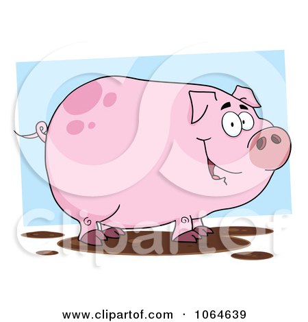 Clipart Smiling Muddy Piggy - Royalty Free Vector Illustration by Hit Toon