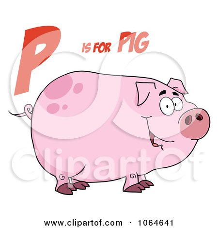 Clipart Piggy Under P Is For Pig - Royalty Free Vector Illustration by Hit Toon