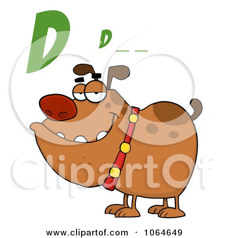 Clipart D Is For Dog Over A Bulldog - Royalty Free Vector Illustration by Hit Toon
