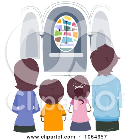 Clipart Christian Family In Church - Royalty Free Vector Illustration by BNP Design Studio