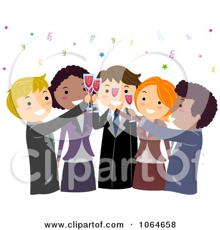 Clipart Colleagues Toasting At An Office Party - Royalty Free Vector Illustration by BNP Design Studio