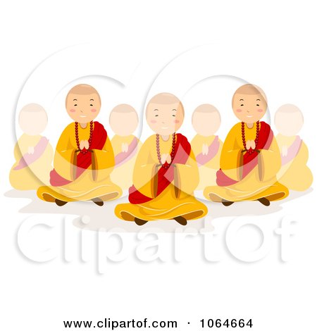 Clipart Monks In Prayer - Royalty Free Vector Illustration by BNP Design Studio