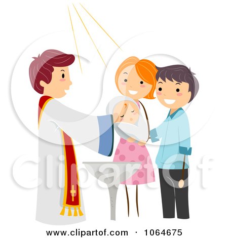 Clipart Baby Getting Baptized - Royalty Free Vector Illustration by BNP Design Studio