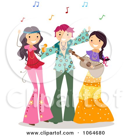 Clipart Teens At A Hippie Party - Royalty Free Vector Illustration by BNP Design Studio