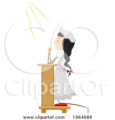 Clipart Girl Praying On Her Knees - Royalty Free Vector Illustration by BNP Design Studio