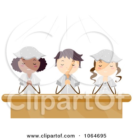 Clipart Teens Kneeling In Prayer - Royalty Free Vector Illustration by BNP Design Studio
