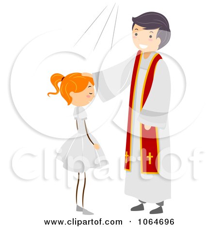 Clipart Girls Confirmation Ceremony - Royalty Free Vector Illustration by BNP Design Studio