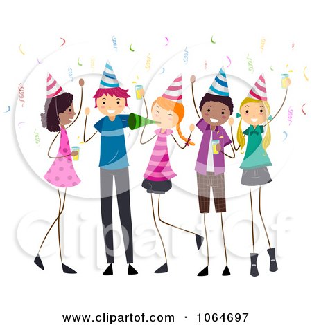 Clipart Teens At A Birthday Party - Royalty Free Vector Illustration by BNP Design Studio