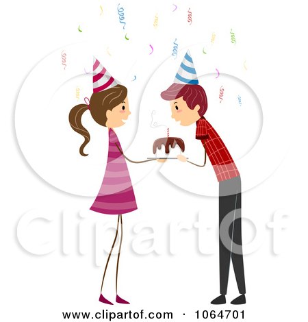 Clipart Birthday Boy Blowing Out Candles - Royalty Free Vector Illustration by BNP Design Studio