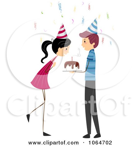 Clipart Girl Blowing Out Birthday Candles - Royalty Free Vector Illustration by BNP Design Studio