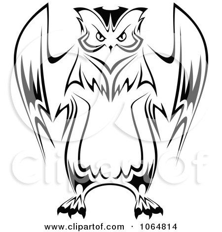 Clipart Owl Logo Black And White 3 - Royalty Free Vector Illustration by Vector Tradition SM