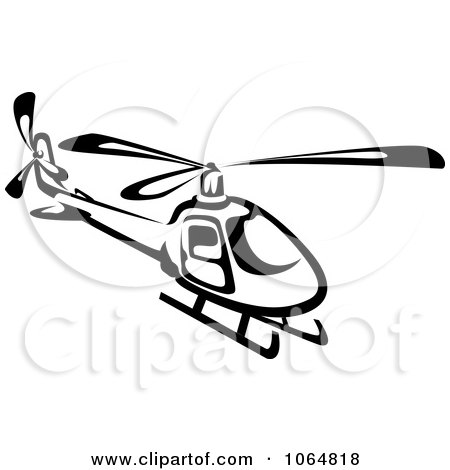 Clipart Black And White Helicopter - Royalty Free Vector Illustration by Vector Tradition SM
