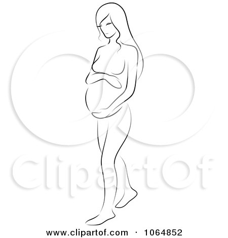 Clipart Sketched Pregnant Woman - Royalty Free Vector Illustration by Vector Tradition SM