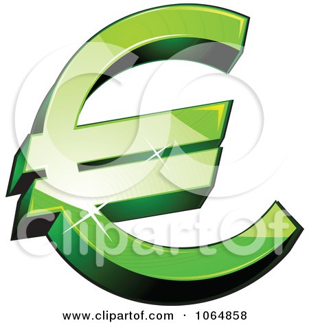 Clipart 3d Sparkly Green Euro - Royalty Free Vector Illustration by Vector Tradition SM