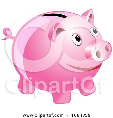 Clipart Cute Piggy Bank - Royalty Free Vector Illustration by Vector Tradition SM