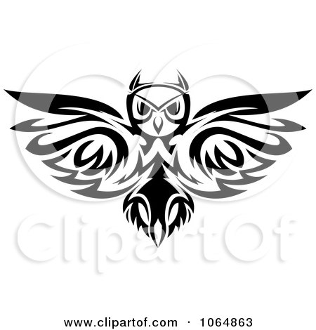Clipart Owl Logo Black And White 2 - Royalty Free Vector Illustration by Vector Tradition SM