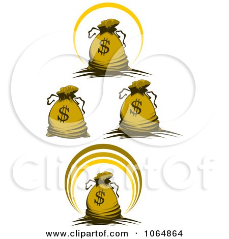 Clipart Dollar Symbol Money Bags 1 - Royalty Free Vector Illustration by Vector Tradition SM