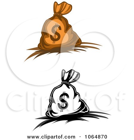 Clipart Dollar Symbol Money Bags 2 - Royalty Free Vector Illustration by Vector Tradition SM