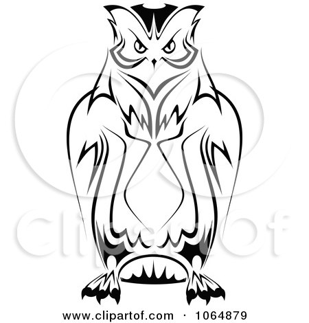 Clipart Owl Logo Black And White 4 - Royalty Free Vector Illustration by Vector Tradition SM