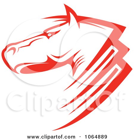 Clipart Strong Red Horse Head 1 - Royalty Free Vector Illustration by Vector Tradition SM