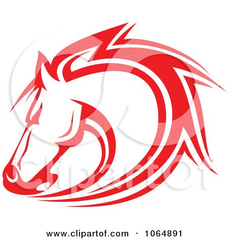 Clipart Strong Red Horse Head 2 - Royalty Free Vector Illustration by Vector Tradition SM