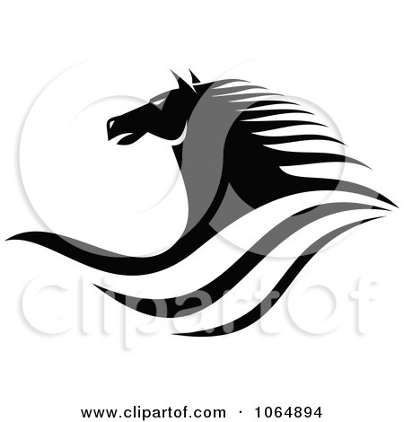 Clipart Horse Head Logo In Black And White 4 - Royalty Free Vector Illustration by Vector Tradition SM