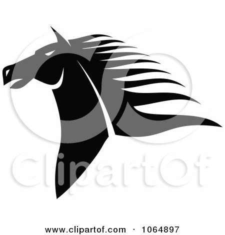 Clipart Horse Head Logo In Black And White 5 - Royalty Free Vector Illustration by Vector Tradition SM