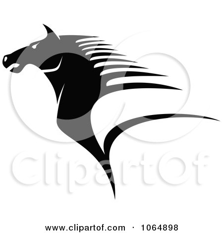 Clipart Horse Head Logo In Black And White 3 - Royalty Free Vector Illustration by Vector Tradition SM