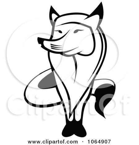 Clipart Outlined Standing Fox - Royalty Free Vector Illustration by Vector Tradition SM