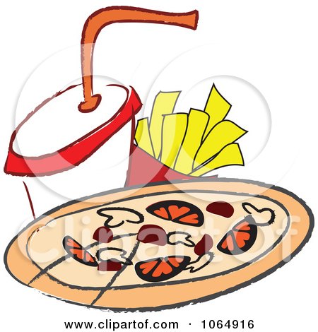 Clipart Pizza, Soda And Fries - Royalty Free Vector Illustration by Vector Tradition SM