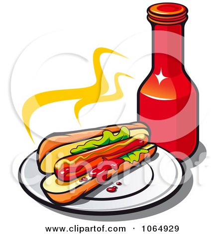 Clipart Hot Dog And Ketchup - Royalty Free Vector Illustration by Vector Tradition SM