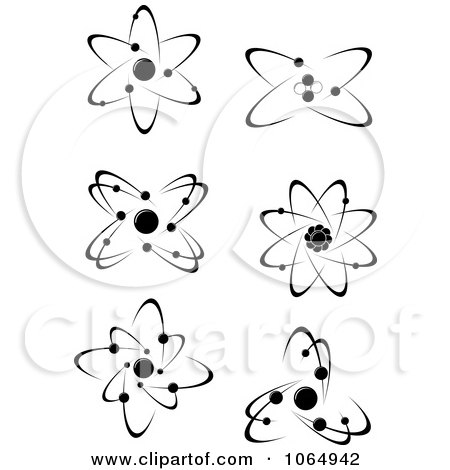 Clipart Black And White Atoms 3 - Royalty Free Vector Illustration by Vector Tradition SM