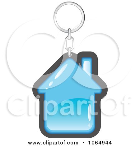 Clipart Blue House Key Ring - Royalty Free Vector Illustration by Vector Tradition SM