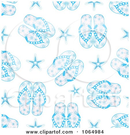 Clipart Seamless Blue Flip Flop And Star Pattern - Royalty Free Vector Illustration by elaineitalia