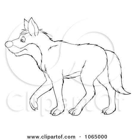 Clipart Outlined Wolf Walking - Royalty Free Illustration by Alex Bannykh