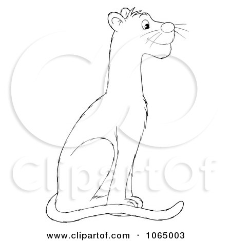 Clipart Outlined Sitting Panther - Royalty Free Illustration by Alex Bannykh