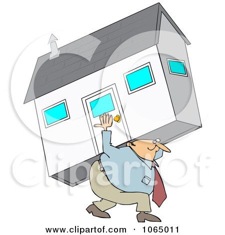 Clipart Man Carrying A House - Royalty Free Vector Illustration by djart