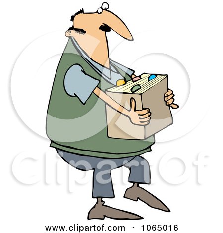 Clipart Man Carrying A Box Of Files - Royalty Free Vector Illustration by djart