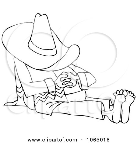 Clipart Outlined Man Taking A Siesta - Royalty Free Vector Illustration by djart