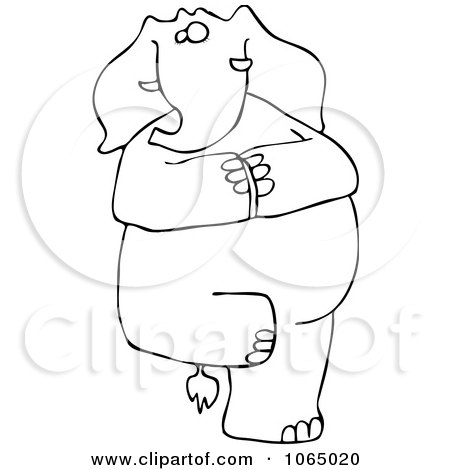 Clipart Outlined Yoga Elephant Balanced On One Leg - Royalty Free Vector Illustration by djart