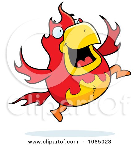Clipart Chubby Phoenix Jumping - Royalty Free Vector Illustration by Cory Thoman