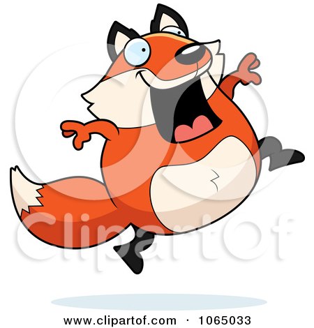 Clipart Chubby Fox Jumping - Royalty Free Vector Illustration by Cory Thoman