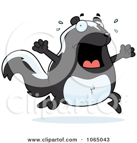 Clipart Chubby Skunk Running Scared - Royalty Free Vector Illustration by Cory Thoman