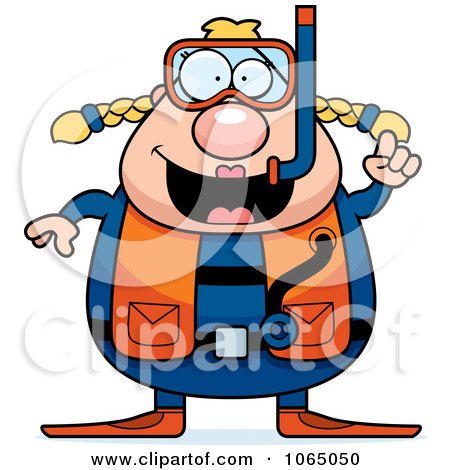 Clipart Chubby Female Scuba Diver With An Idea - Royalty Free Vector Illustration by Cory Thoman
